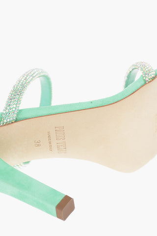 Suede HOLLY LINDA Stiletto Mules with Crystals Decoration 10cm
