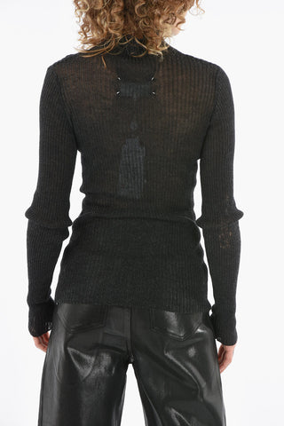 MM4 Mock Neck Ribbed Wool Sweater