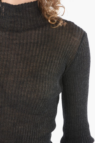 MM4 Mock Neck Ribbed Wool Sweater