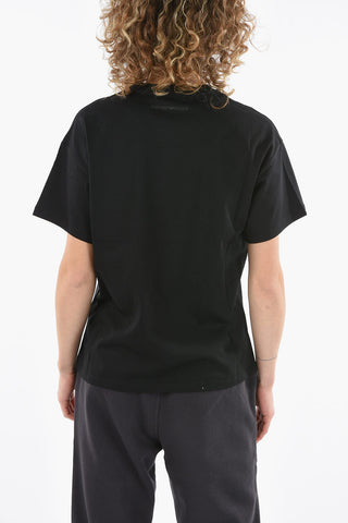 EMPORIO T-shirt Girocollo con Lettering Brillantinato a Contrasto