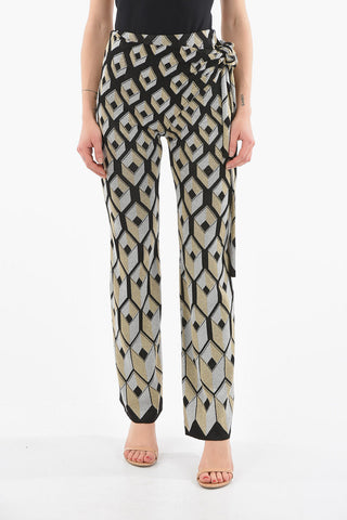Lurex CUBE Flared Pants with Wrap Waist Detail