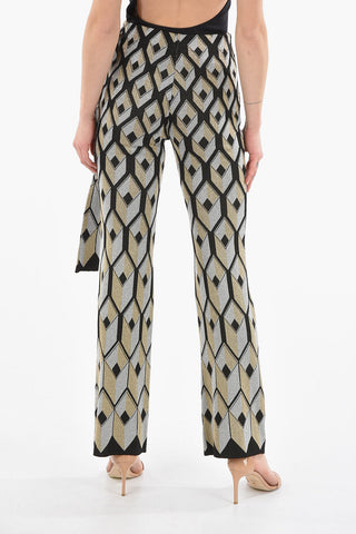 Lurex CUBE Flared Pants with Wrap Waist Detail