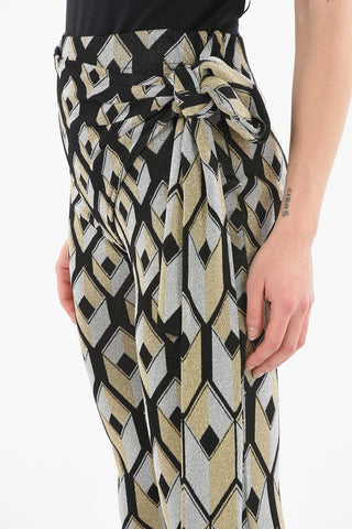Lurex CUBE Flared Pants with Wrap Waist Detail