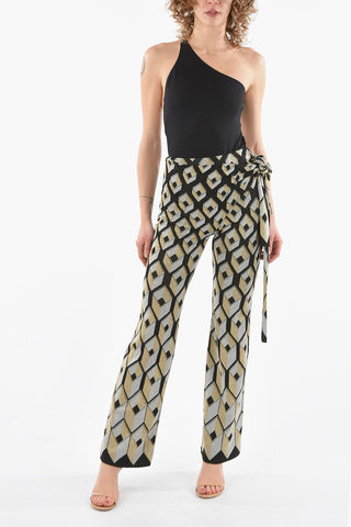 Lurex CUBE Flared Pants with Wrap Waist Detail