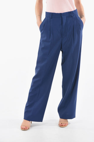 Double-pleated Virgin Wool Wide Leg Pants