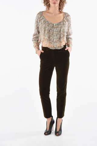 Velour Straight-leg Pants