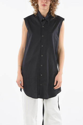 Camicia Smanicata AMELIE Gessata in Popeline di Cotone