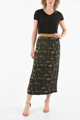 Jacquard Viscose GARNET A-line Midi Skirt