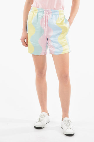 CASA SHELL WAVE Silk-Satin Printed Shorts
