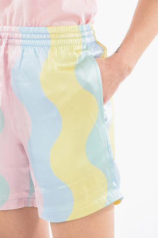 CASA SHELL WAVE Silk-Satin Printed Shorts
