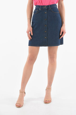 Minigonna Flare in Denim con Abbottonatura Frontale