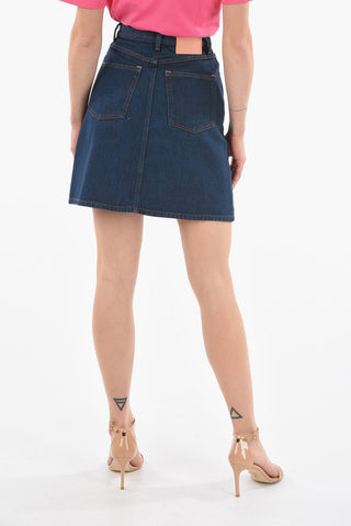 Minigonna Flare in Denim con Abbottonatura Frontale