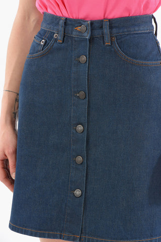 Minigonna Flare in Denim con Abbottonatura Frontale