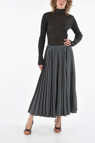 Wool-twill VINSKY Pleated Midi Skirt