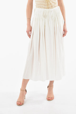 Creped Cotton-poplin RUTH Pleated Midi Skirt