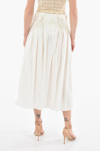 Creped Cotton-poplin RUTH Pleated Midi Skirt