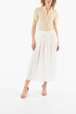Creped Cotton-poplin RUTH Pleated Midi Skirt