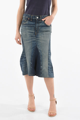 Patchwork Denim Longuette-Pants