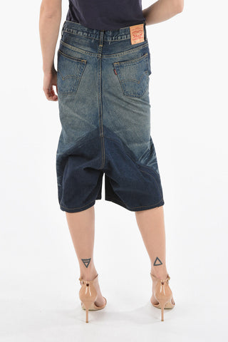 Patchwork Denim Longuette-Pants