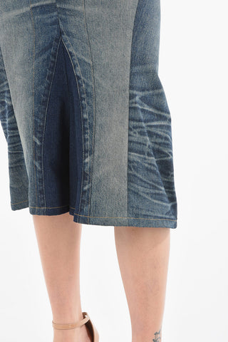 Patchwork Denim Longuette-Pants