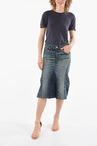 Patchwork Denim Longuette-Pants