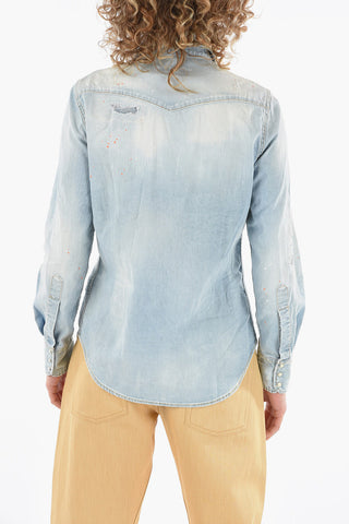 Bleached Denim Western Shirt