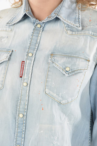 Bleached Denim Western Shirt