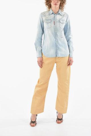 Bleached Denim Western Shirt