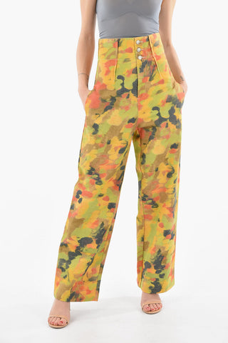 Abstract Motif Super High-waist Pants