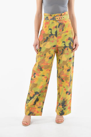 Abstract Motif Super High-waist Pants