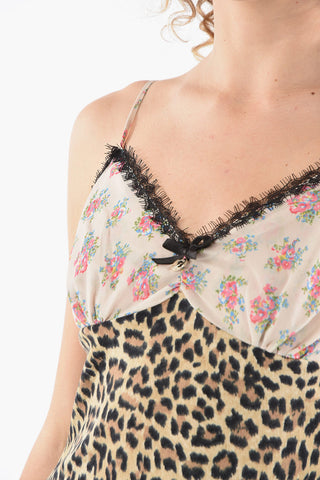 BLUGIRL Leopard-printed Viscose-knit Top with Floral Georgette Bra Cups