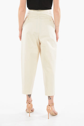 Double-pleated PSYCHE High-Waisted Cotton Pants