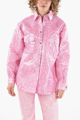 Nylon-basket-weave Overshirt in Liquid Paisley Motif