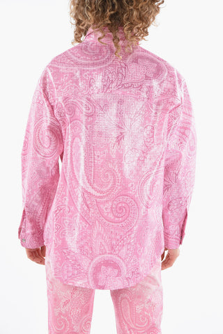 Nylon-basket-weave Overshirt in Liquid Paisley Motif