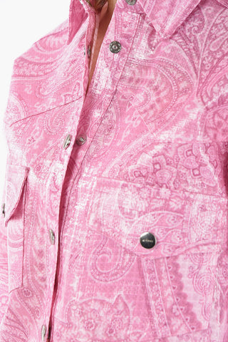 Nylon-basket-weave Overshirt in Liquid Paisley Motif