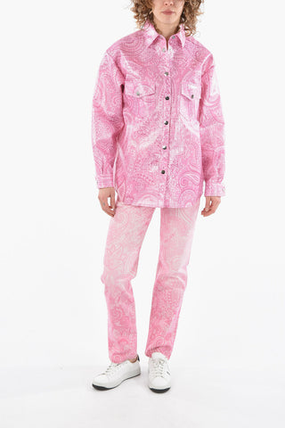 Nylon-basket-weave Overshirt in Liquid Paisley Motif