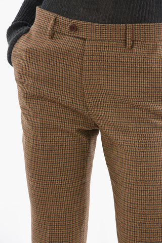 Wool Chino Pants in Jacquard Houndstooth Motif