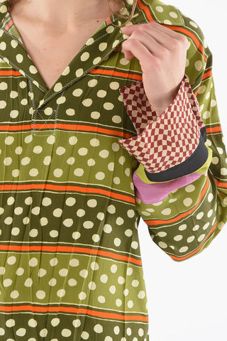 Camp Collar Multipatterned Silk Blouse