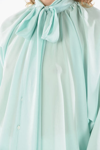 Ribbon Neckline Silk Blouse