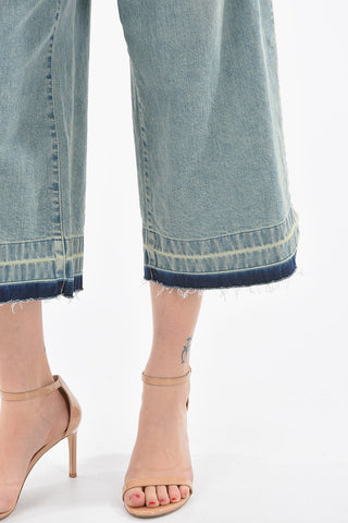 Vintage-effect Boot-cut Denims with Ankle Buttons 31cm