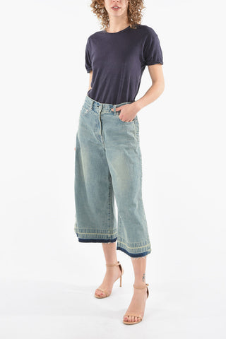 Vintage-effect Boot-cut Denims with Ankle Buttons 31cm