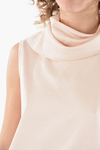 Sleeveless Top with Curled Neckline