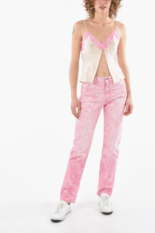 Straight-leg Denims with Iconic Paisley Motif 18cm