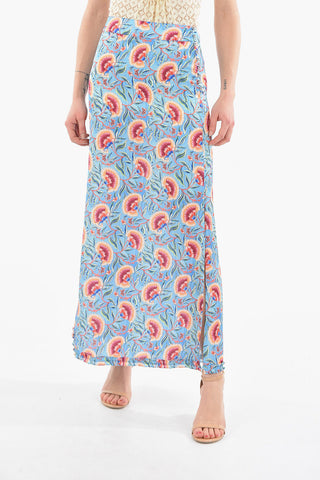 ENDLESS SUNSET Longuette in Satin Tecnico con Spacco Laterale