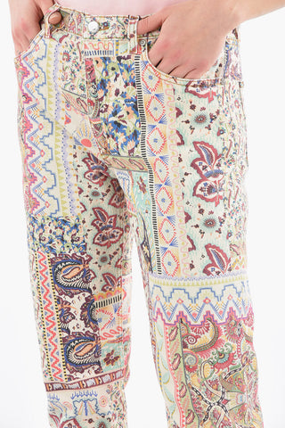 Straight-leg Denims with Iconic Paisley Motif 19cm