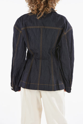 Crinkled Effect Denim Jacket
