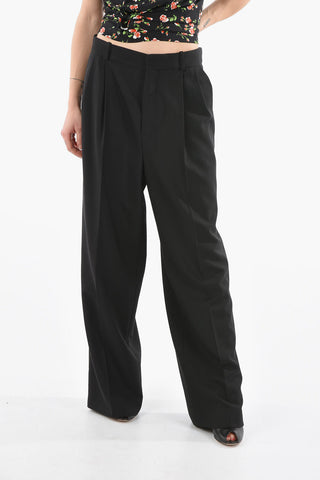 Double-pleated Virgin Wool Wide Leg Pants
