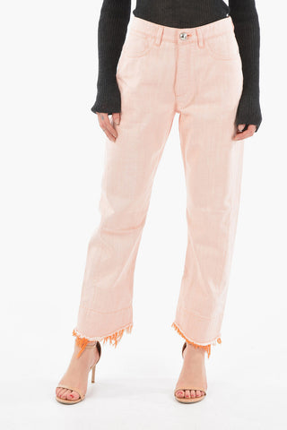 Jeans a Vita Regolare con Frange a Contrasto 21cm