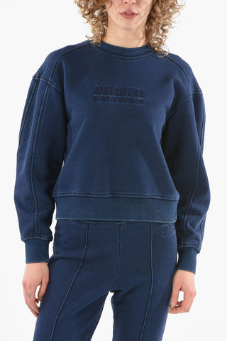 ATHLEISURE Crew Neck Cotton Sweatshirt with Embroidered Logo