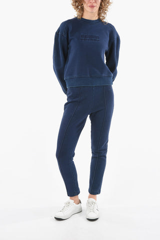ATHLEISURE Crew Neck Cotton Sweatshirt with Embroidered Logo
